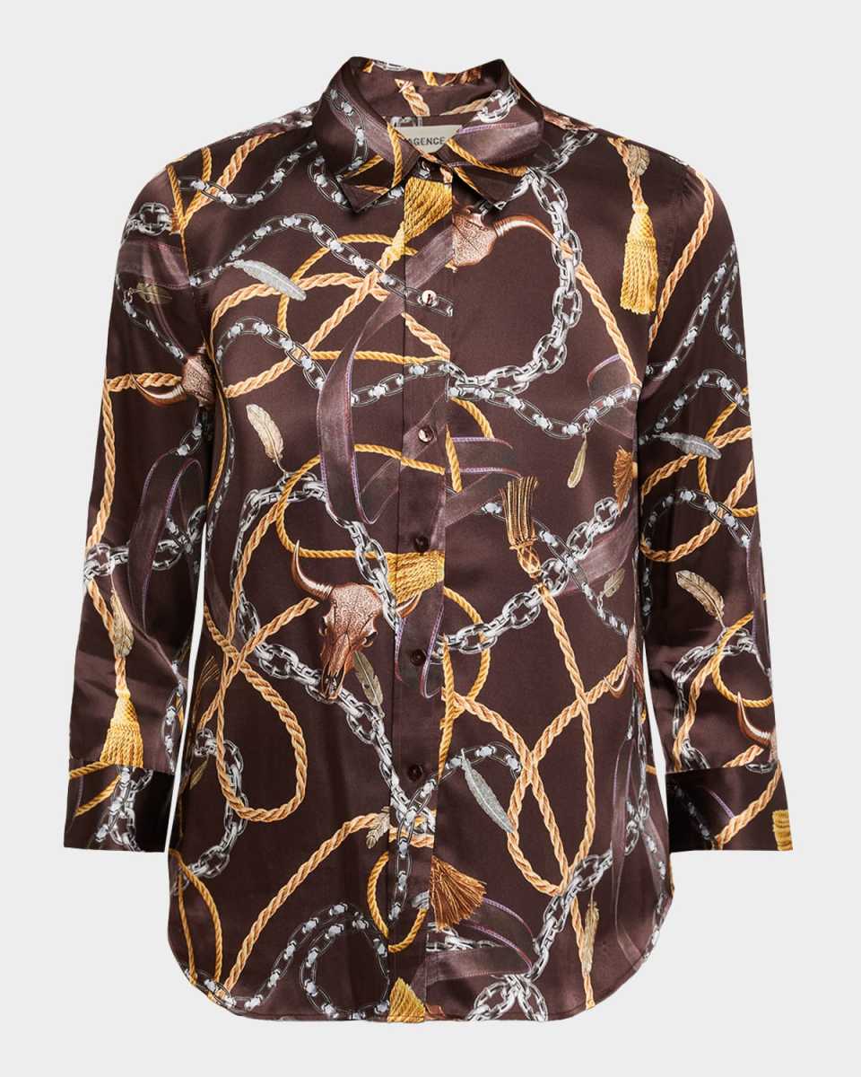 Multi Mix Western Chain Dani Silk Blouse